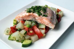 Filet de saumon et légumes