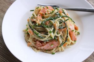 spaghetti saumon mascarpone salicorne
