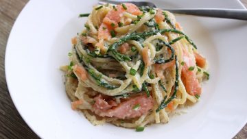 spaghetti saumon mascarpone salicorne
